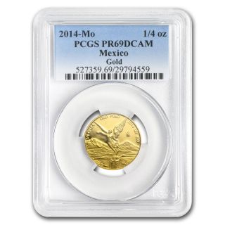 2014 1/4 Oz Gold Mexican Libertad Coin - Pr - 69 Dcam Pcgs - Sku 83154 photo