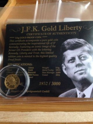 Rare 2014 24kt 1/2 Gram Gold Jfk Liberty Proof Coin Extreme Limited Edition photo