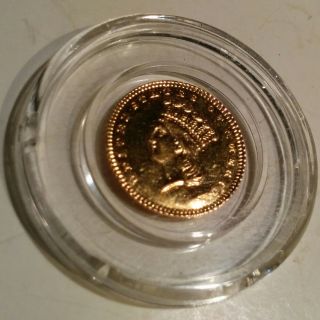 1887 Princess Head Gold Dollar In Capsule Ms photo