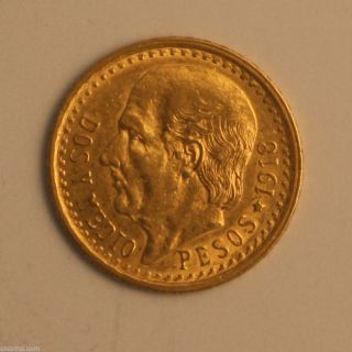 1918 Mexican Gold 2.  5 Half 2 1/2 Peso.  0603 Troy Oz Mexico 01218061z photo