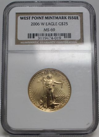 2006 W $25 Burnished Gold Eagle West Point Mintmark Issue Ngc Ms 69 01196054b photo
