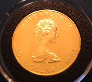 1983 $50 1 Ounce Gold Maple Leaf.  9999 Fine Bu Coin 1oz Gold Ounce Canadian photo