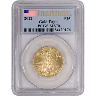 2012 American Gold Eagle (1/2 Oz) $25 - Pcgs Ms70 - First Strike photo