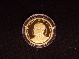 William Mc Kinley Commemorative Republic Of Liberia $50 Solid 14k Gold Piece photo