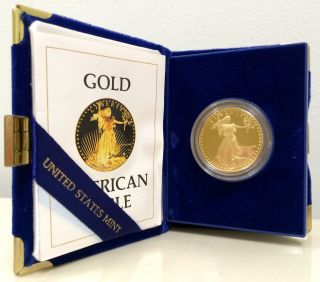 1986w American Gold Eagle 1oz Gold Proof Coin $50 Us W/coa photo