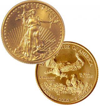 2013 $5 American Gold Eagle 1/10oz Brilliant Uncirculated Great Gift Idea photo