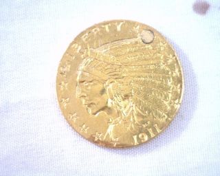 1911 2&1/2 Dollar Gold Indian Gold Piece Considering Came From Jewelery photo