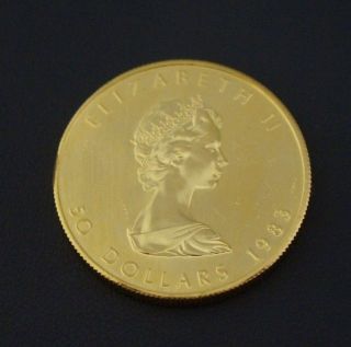 1983 1oz Gold Canadian Maple Leaf Coin 1 Troy Oz.  9999 Gold $50 Bullion 24k Gold photo