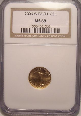 2006 W Ngc Ms69 1/10 Oz Gold Eagle,  U.  S.  $5 Gold Coin,  West Point photo