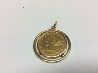 Gold Coin Jewelry1880 Liberty Head &14k Bezel Frame Gold Pendant photo