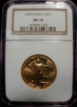 2006 $25 Gold Eagle Ngc Ms 70 1/2 Oz Gold photo
