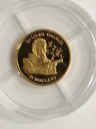 2001 Republic Of Liberia $25 Gold Coin.  7300g (worlds Smallest Gold Coin) G.  G. photo