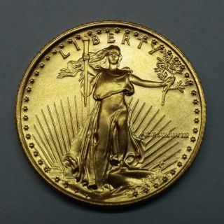 1988 $10 Uncirculated American Gold Eagle 1/4 Oz.  First Year Bu photo