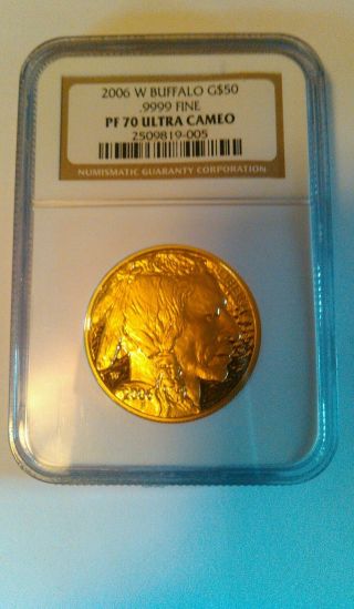 2006 - W $50 Proof American Gold Buffalo Ngc Pf - 70 Ultra Cameo 1 Oz Fine Gold photo