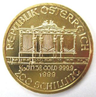 1999 Austria 1/10 Oz.  9999 Gold 200 Schilling Austrian Philharmonic (bu) photo