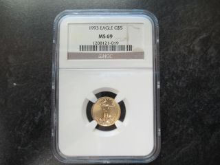 1993 American Gold Eagle Ngc Ms 69 1/10 Oz $5 Dollar Gold photo