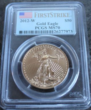 2012 W $50 Burnished Gold Eagle 1 Oz.  Pcgs Ms70 First Strike King Of The Eagles photo