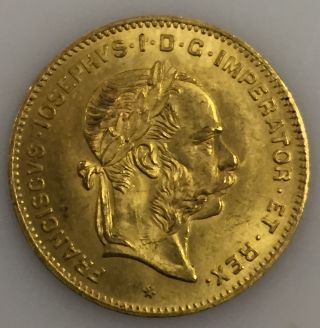 1892 4 Florin - 10 Francs Austria Gold Coin Uncirculated photo