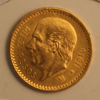 1910 Mexican Gold 10 Peso.  2411 Troy Oz 01218058z photo