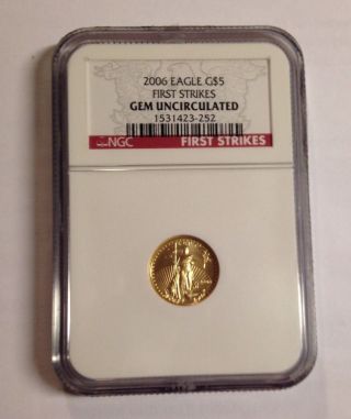 2006 $5 American Gold Eagle G$5 Gem Uncirculated Ngc First Strikes photo