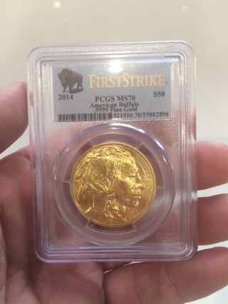 2014 American Gold Buffalo (1 Oz) $50 - Pcgs Ms70 - First Strike photo