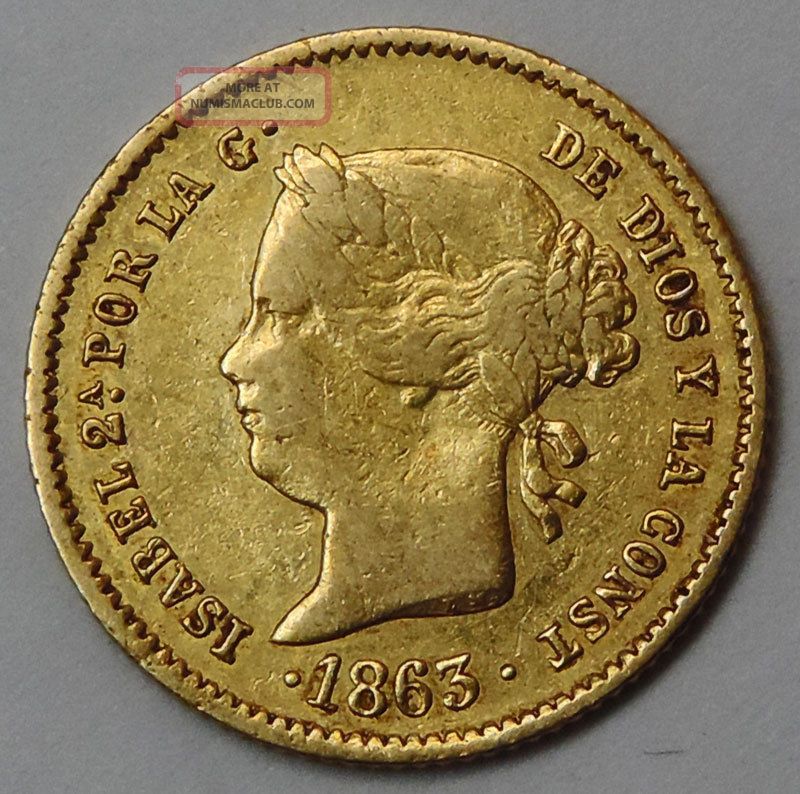 Philippines 1863 2 Peso Gold 