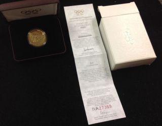 1896 - 1996 Zeus Gold Proof Coin Olympics 16.  97 G Austrian photo
