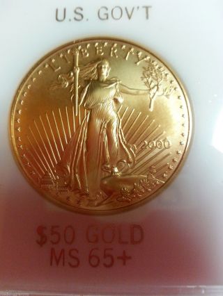 2000 American Eagle / Lady Liberty Gold Coin - $50.  - 1 Oz.  Ms65,  Uncirculated photo