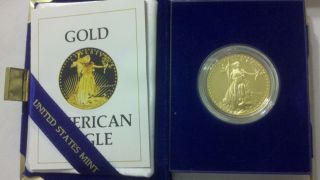 1986 Wp American Eagle Liberty $50 Us 1oz Gold Proof Coin W/coa photo
