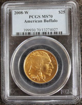 2008 W $25 Burnished Gold Buffalo 1/2 Oz.  Pcgs Ms70 photo