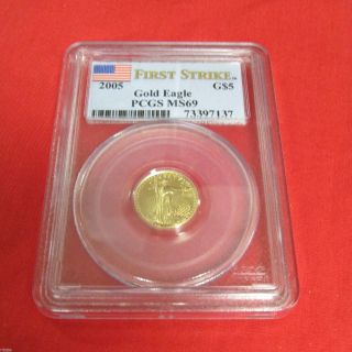 Pcgs Ms69 $5 First Strike American Eagle Gold Piece 2005 73397137 photo