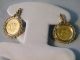 Chinese 1988 Panda Coin Earrings -.  999 Fine Gold - 1/20th Coin - 14k Gold Rope Bezel Gold photo 5