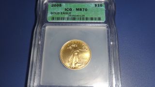 2005 1/4oz Gold Eagle Icg - Ms70 10$ photo