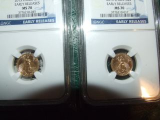 2013 (2) $5 Gold Eagle Ngc Early Releases Ms 70 photo