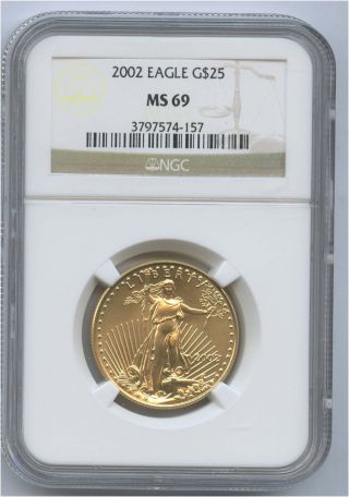 2002 Gold $25 Eagle Ngc Ms 69 photo