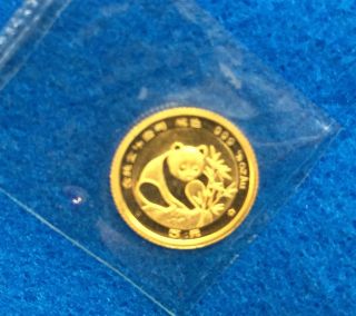 1988 China 1/20th Oz.  Gold Panda Bu Coin photo