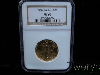 2005 American Eagle Gold 25 Dollars $25 Pcgs Ms 69 photo