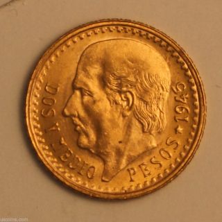 1945 Mexican Gold 2.  5,  2 1/2 Peso.  0603 Troy Oz 01218060z photo