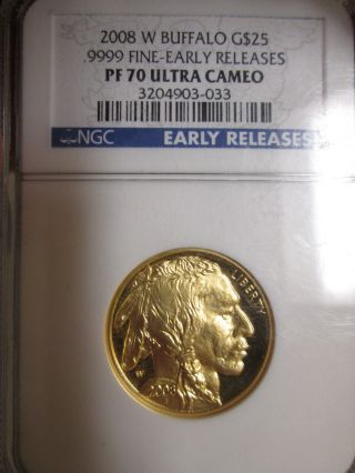 2008 - W Proof 1/2 Oz $25 Gold American Eagle Ngc Certified Pf 70 Ultra Cameo photo