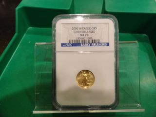 2006 - W Early Release $5 Dollar 1/10th Ounce Gold American Eagle Ms 70 Ngc photo