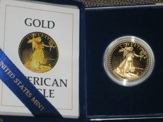 1986 W 1 Oz $50 Gold American Eagle Proof Coin Box Us All photo