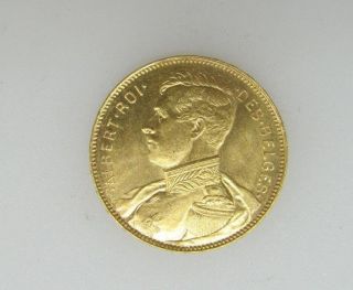Belgium: Albert I Gold 20 Francs 1914 Luster.  1867 Agw Rare 663 photo