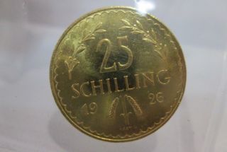 1926 Gold Austria 25 Schilling Coin photo
