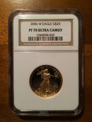 2006 W Gold American Eagle 25$ 1/2 Ounce Ngc Pf 70 Ucam photo