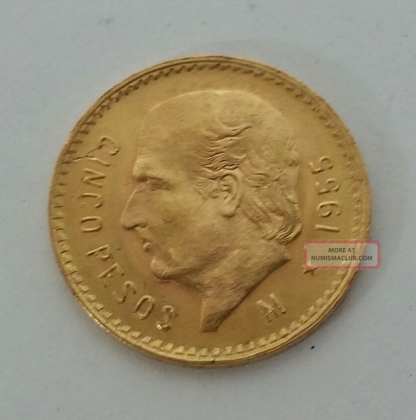 Mexican 1955 Cinco 5 Peso Gold Coin