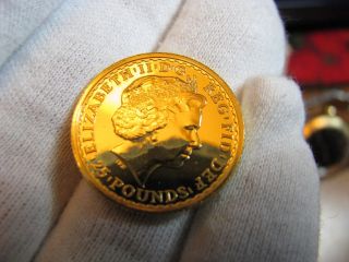 2014 1/4 Oz Gold Britannia Gold Coin -.  25 Oz - 999.  9,  25 Pounds Royal Uk photo