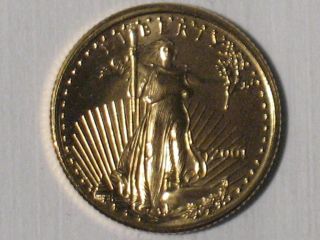 2001 American Gold Eagle - 1/10 Troy Ounce - $5 United States Coin - Tenth Oz photo