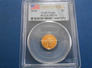 2010 1/10 Oz Gold American Eagle - Pcgs Ms 70 First Strike photo