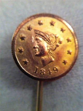 1849 9k Gold $1 Dollar Coin Canada Stick Pin photo