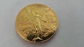 Random Date Mexico 1.  2057 Troy Ounce Agw Gold 50 Pesos Coin Sku30890 photo